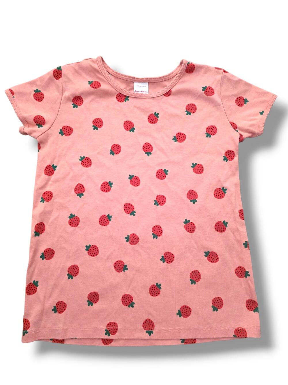Hanna Andersson Size 12 Strawberries on Peach Fizz Pima Cotton Tee EUC